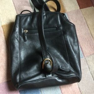 Liz Claiborne Genuine Leather Soft Black Bucket Bag
